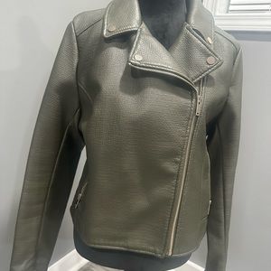 Beautiful army green soft faux leather jacket